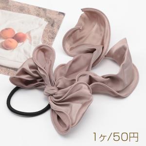 ヘアゴム サテン 光沢感 無地 ロングリボン 髪...の商品画像