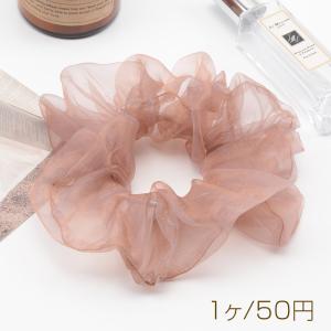 シュシュ 透け感 メッシュ ピンクグレー ヘアゴ...の商品画像