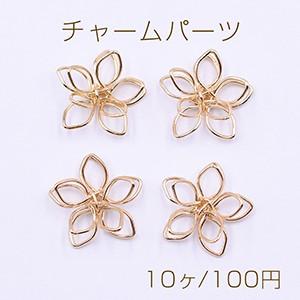 チャームパーツ フラワーワイヤーチャーム お花の立体ワイヤーチャーム 14×15mm ゴールド【10ヶ】