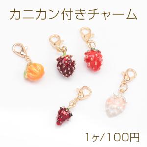 カニカン付きチャーム いちご かぼちゃ 松ぼっくり スマホチャーム マスクチャーム ストラップ キーホルダーチャーム （1ヶ）