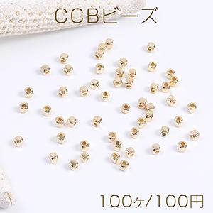 CCBビーズ スクエア型 3mm ゴールド（100ヶ）｜custome-club
