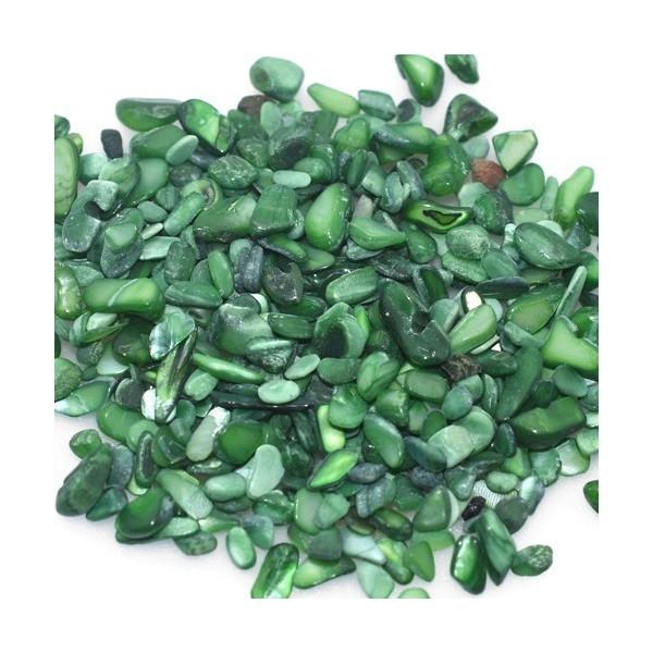 染色シェル貝 さざれ石(穴なし) ダークグリーン 5-7mm(50g)