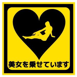 美女を乗せています おもしろステッカー カーステッカー カーグッズ バイク シール 雑貨 車 二輪 ...