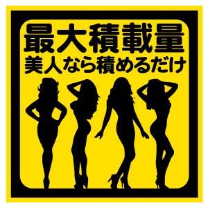 最大積載量美人なら積めるだけ おもしろステッカー カーステッカー カーグッズ バイク シール 雑貨 ...