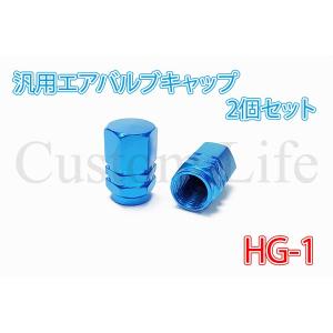 CL2139 アルミ製 汎用 エアバルブキャップ 2個セット HG-1青 メール便｜customlife