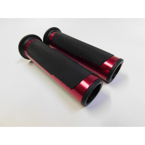 CL3159RD バイク用グリップ 貫通 ハンドル グリップ 22.2mm 対応 アルミ ラバー 左...