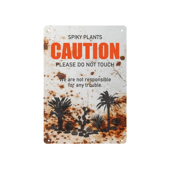 ガーデンサインプレート ドライガーデン 36cm＊25cm CAUTION 縦 錆 パームツリー
