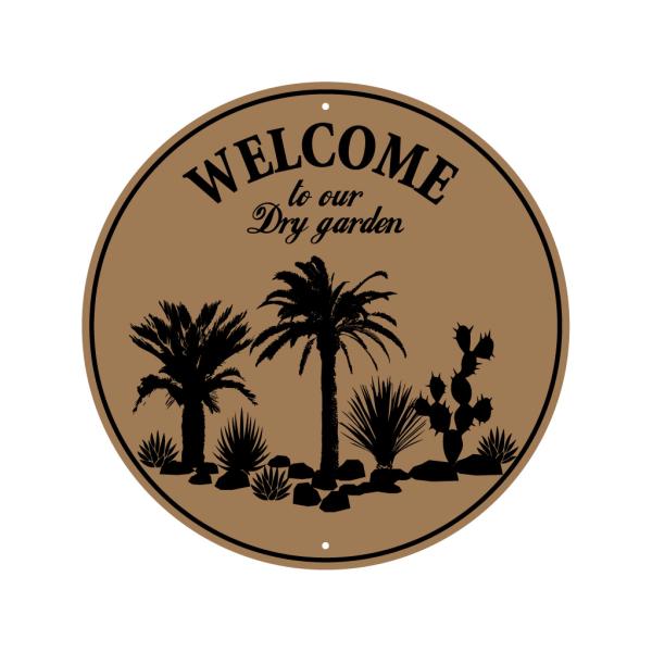 ガーデンサインプレート ドライガーデン  直径36cm 「WELCOME BR」