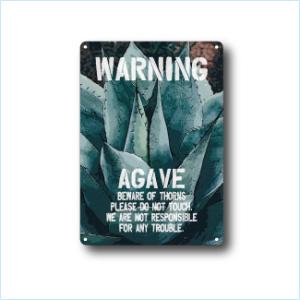 ガーデンサインプレート ドライガーデン 36cm＊25cm WARNING AGAVE