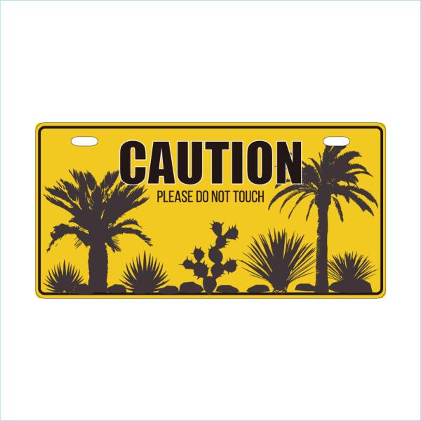 ガーデンサインプレート ドライガーデン 30cm＊15cm CAUTION　YE