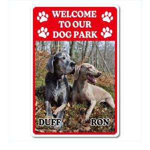 カスタム オリジナル ドッグ パーク サインプレート Welcome  54cm＊36cm「DOG PARK RD」｜customplate