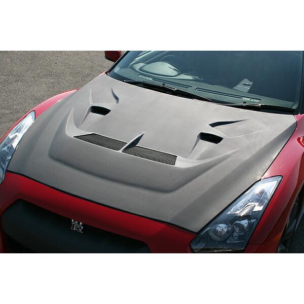 チャージスピード GT-R R35 ボンネット ダクト付 ハイブリッドカーボン製 艶消しUVカットク...