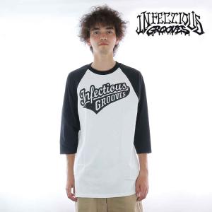 インフェクシャス・グルーブスインフェクシャス・グルーヴス 七分袖 半袖 tシャツ INFECTIOUS GROOVES Raglan Tee ラグラン Tシャツ White スケートボード スケ｜cutback2