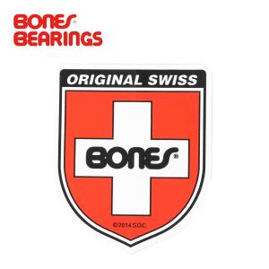 Bones ボーンズ Bearings Swiss Shield MD ステッカー 8.2cmx10cm スケートボード スケボー シール｜cutback2
