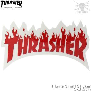 Thrasher スラッシャー ステッカー Flame Small Sticker レッド スケートボード フレーム スケボー シール ブランド スーツケース オシャレ