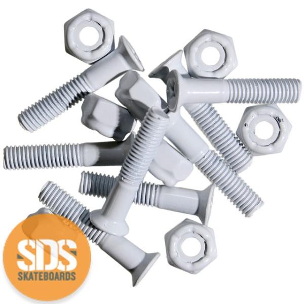 スケボー ボルト ナット ネジ 1インチ ハードウェア コーティングホワイトセット 8本 スケートボ...