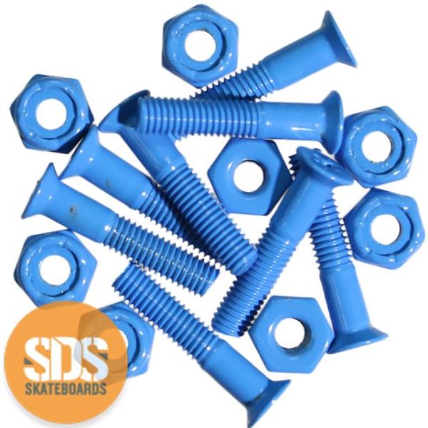 スケボー ボルト ナット ネジ 1インチ ハードウェア コーティングブルーセット 8本 スケートボー...