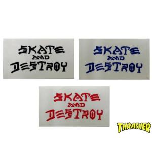THRASHER ( スラッシャー ) SKATE AND DESTROY ステッカー （スモール：縦2.6cm×横4.5cm） ( スケートボード スケボー SK8 スケートアンドデストロイ ステッカ