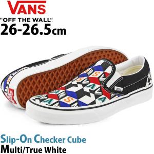 USA企画 バンズ スリッポン Vans Classic Slip On Checker Cube Multi / True White クラシック チェッカーキューブ シューズ メンズ 靴 ブランド｜cutback2