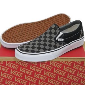 USA企画 バンズ スリッポン チェカーボード キャンバス ブラック/グレー シューズ Vans Classic Slip On Black/Pewter Checkerboard スニーカー チェック｜cutback2