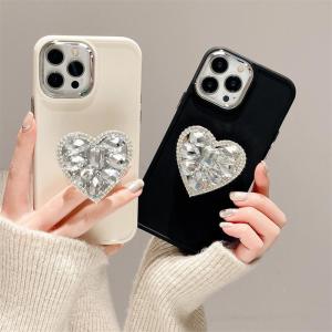 キラキラ ハートスタンド ビジュー 宝石 スマホグリップ  アイフォンケース iphoneX/XS XR XSM iPhone11 iPhone12 iphone13 iPhone14 iPhone15 15pro 15proMAX｜cute-house