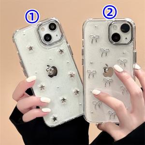 星 リボン 韓国 レジン ラメ 可愛い シンプル ガーリー クリアケース スマホケース 携帯ケース iPhoneX/XS iPhoneXR iPhoneXSMAX iphone11/12/13/14/15/16