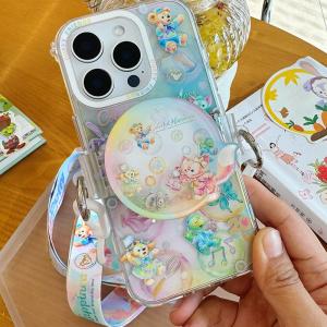 ダッフィーフレンズ20周年カラフルハピネスシャカシャカクリップスマホショルダーストラップ挟むだけクリップスマホクリップ肩掛け落下防止旅行お出かけ外出