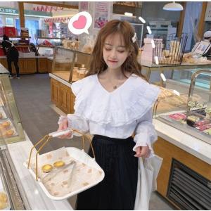 二枚送料無料/ブラウス Lolita ロリータ レディース折り襟 春秋長袖 学園風シャツ スリム エレガント ホワイト フォーマル ファション