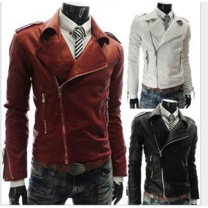 2枚送料無料　メンズレザージャケットファスナー　ライダースジャケットアウターライダースジャケット バイクジャケット バイクウェア  革ジャン PU　3色