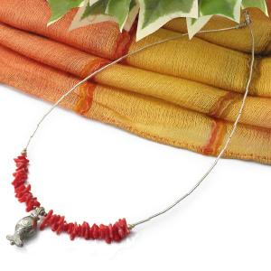 (ポイント還元 7％)ネックレス カレン族 シルバー コーラル(魚)アジア雑貨 アジアン 少数民族 伝統技法 ハンドメイド ギフト｜cutemania