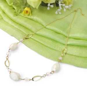 (ポイント還元 7％)ネックレス ロング レディース カット ビーズ ツイスト リング(オフホワイト/チェーン)パーティ 普段使い ギフト｜cutemania