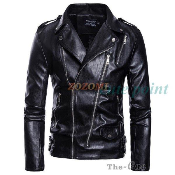 ライダースジャケット バイクジャケット ダブルライダース メンズ PUレザー 革ジャン ジャケット ...