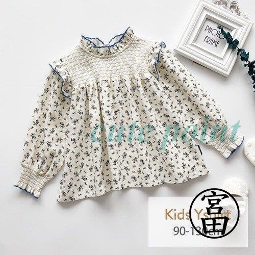 シャツ 長袖 ワンピース トップス 子供服 子ども服 韓国子供服 キッズ 女の子 花柄 フリル カジ...
