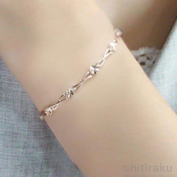 ブレスレット レディース 40代50代 クローバー 四つ葉 お花 アクセサリー シルバー925 プラ...