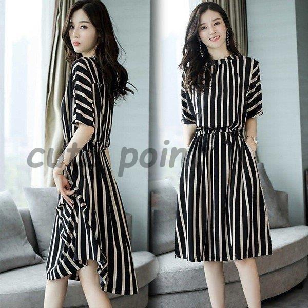 ワンピース レディース 40代 春夏 膝丈ワンピ きれいめ 大きいサイズ 5分袖 膝丈ワンピ Aライ...