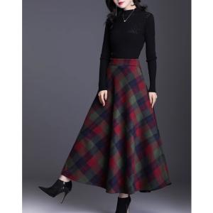 イナ ina 脇ボタンアウトポケットチェックスカート 255103 フレア