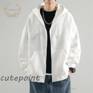 スウェット パーカー メンズ 薄手 無地 長袖...の詳細画像3