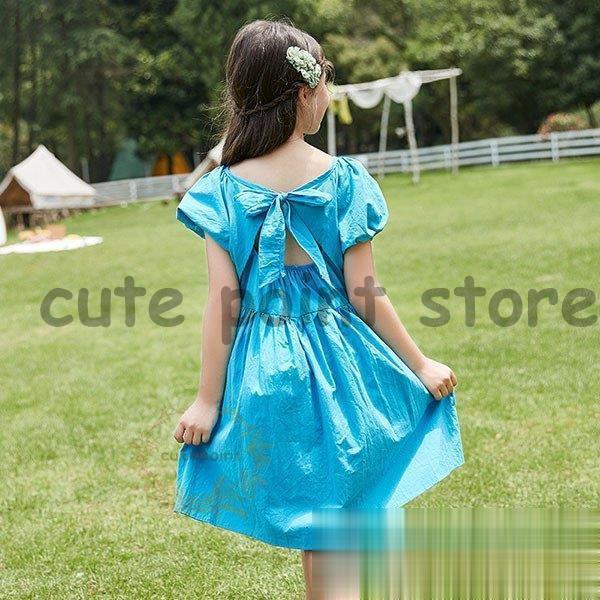 子供服 ワンピース 女の子 夏服 韓国子供服 半袖ワンピース 蝶結び 子供ドレス キッズ ジュニア ...