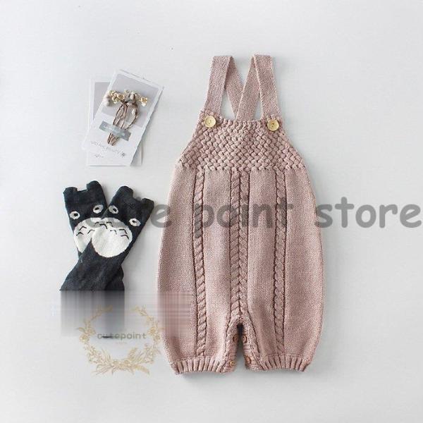 ロンパース 秋冬 サロペット ニット 66 73 80 90 女の子 ベビー服 赤ちゃん かわいい ...