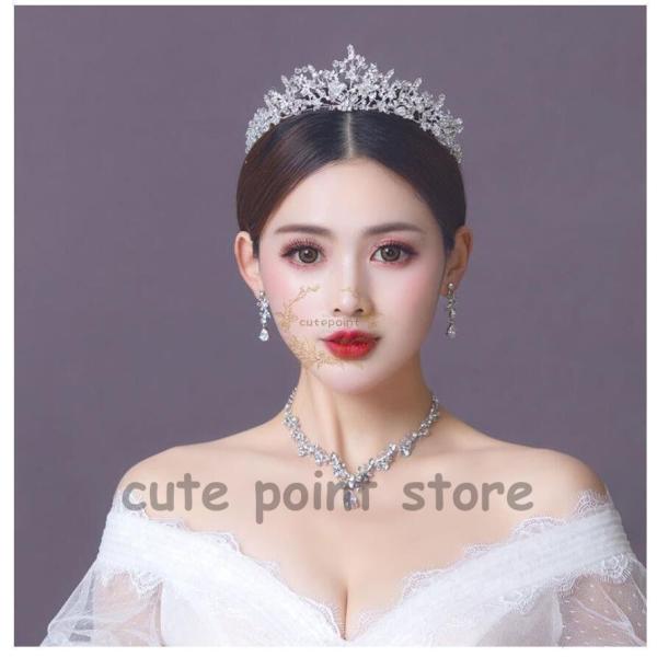 ブライダル小物 アクセサリー 上品 結婚式 花嫁 パーティー 披露宴 二次会 ティアラ ネックレス ...