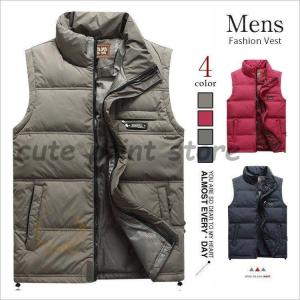 インナーダウンベスト 緑系カーキ ダウン90％/フェザー10％ メンズ