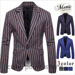 メンズ春夏ダブルジャケット ダークグレー チョークストライプ 40代 50