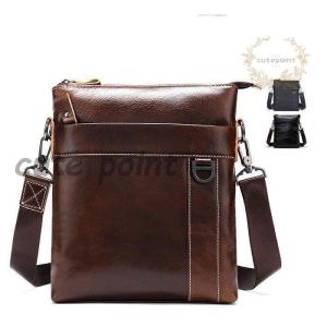 本革 ショルダーバッグ メンズ 2室 光沢 レザー メッセンジャーバッグ