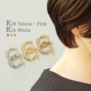 18金 フープピアス 18k 2×10 k18 輪っか 1ペア メンズ 18金ピアス