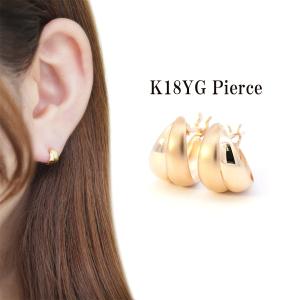 K18YG マットゴールドフープピアス 重さ約1.1g 左右合計 18金 ゴールド