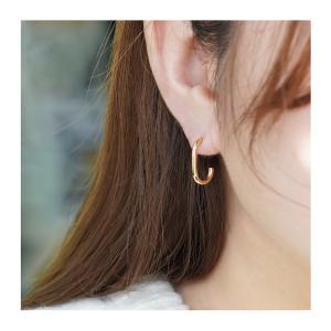 K18 ハーフフープピアス パイプ スタッド ...の詳細画像3