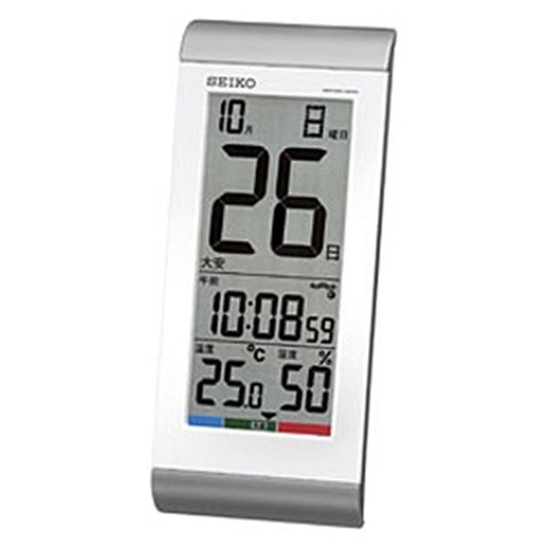 セイコー SQ431S 掛け置き兼用時計 銀色メタリック SQ431S 電波自動受信機能有