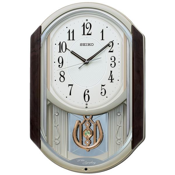 SEIKO セイコー 掛け時計 からくり時計 ウェーブシンフォニー アナログ 茶マーブル模様 AM2...