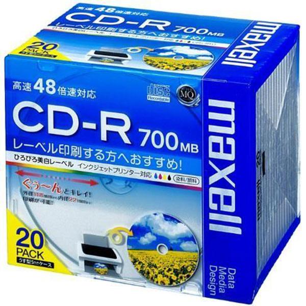マクセル データ用 CD-R 700MB プリンタブルワイド 20枚パック CDR700SWPS1P...