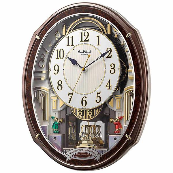 RHYTHM リズム 掛け時計 からくり時計 スモールワールドアルディ 木目 4MN545RH23 ...